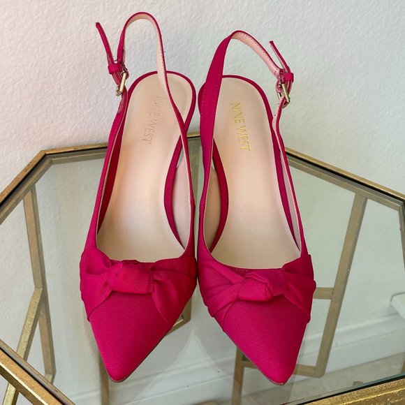 Nine West Shoes - New Nine West slingback hot pink grosgrain fabric pumps 4" heel size 7M